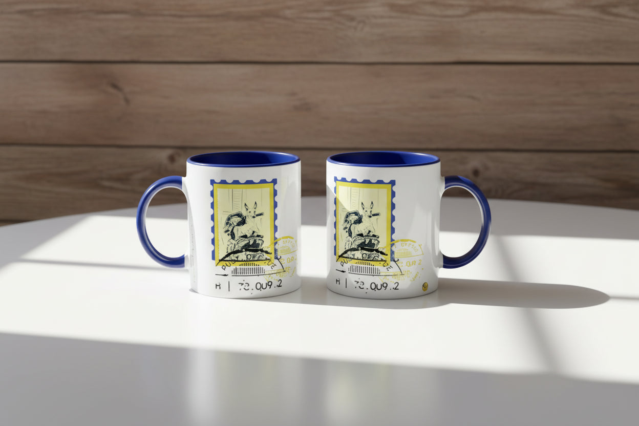 Scooter Post 11Oz Color Filled Ceramic Mug.