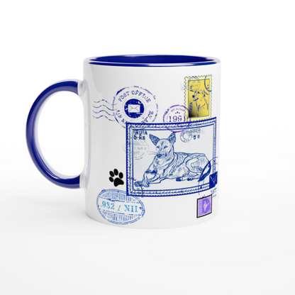 Blue Post 11Oz Color Filled Ceramic Mug.