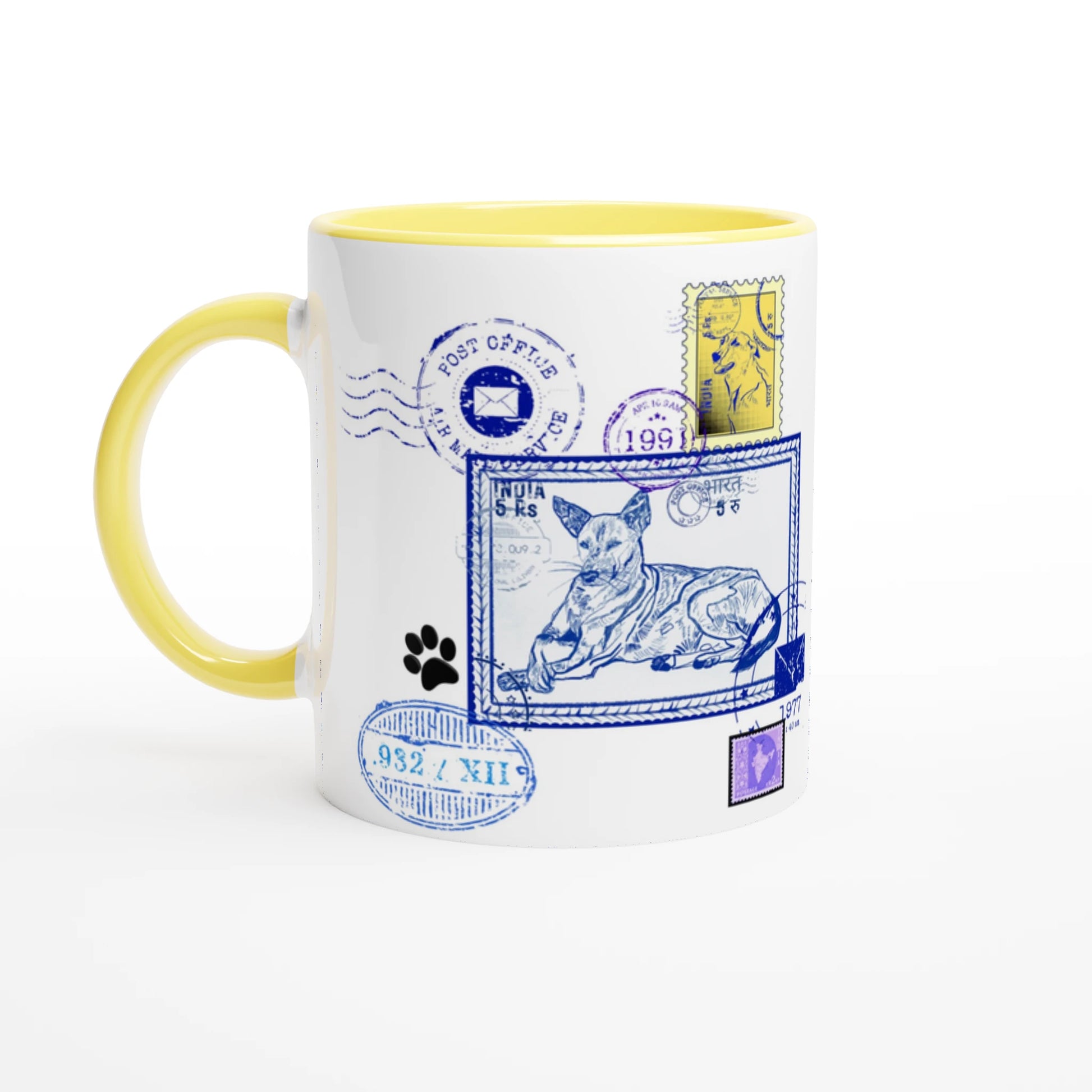 Blue Post 11Oz Color Filled Ceramic Mug.