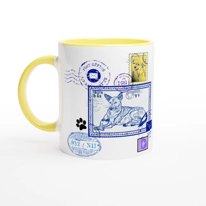 Blue Post 11Oz Color Filled Ceramic Mug.