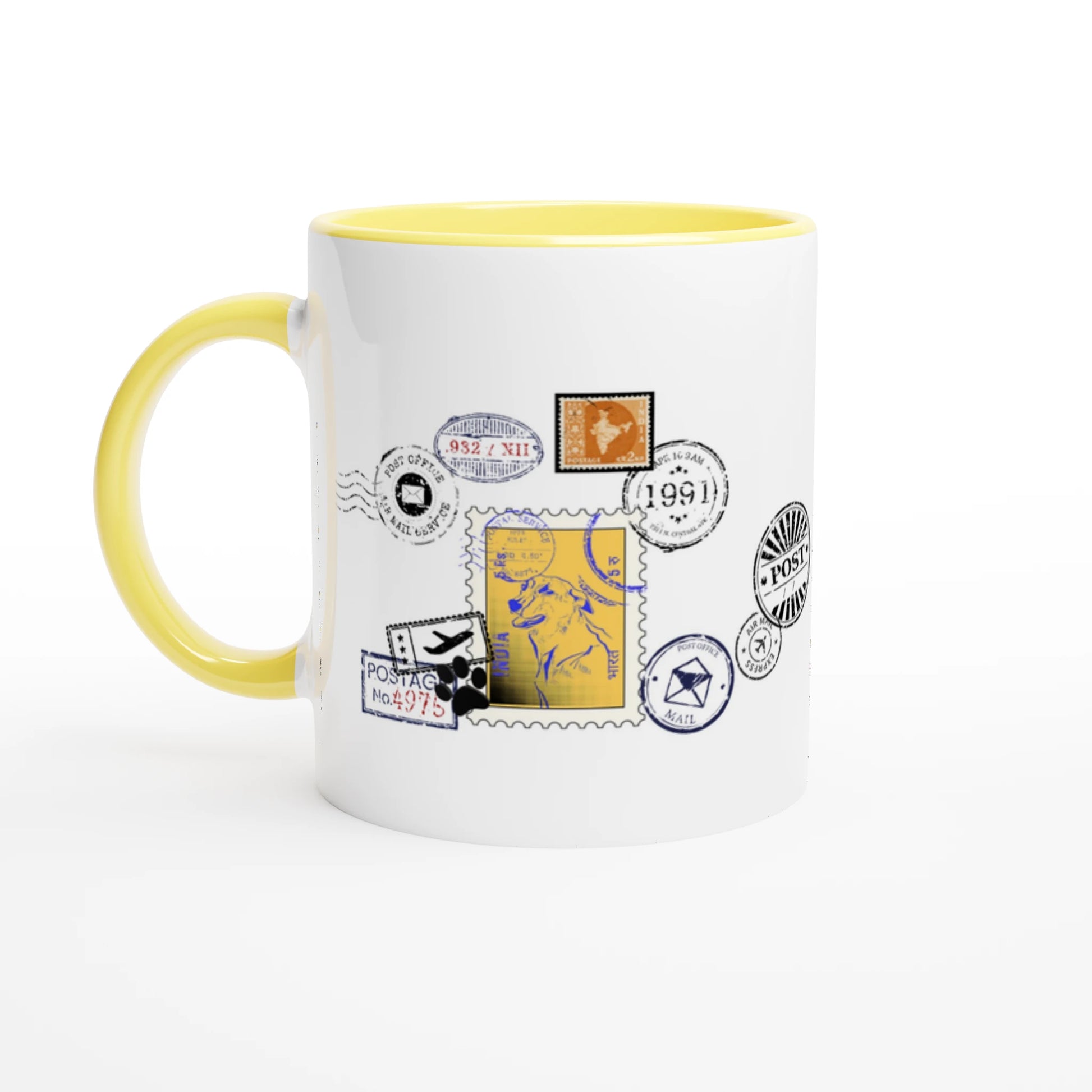 Yellow Post 11Oz Color Filled Ceramic Mug.