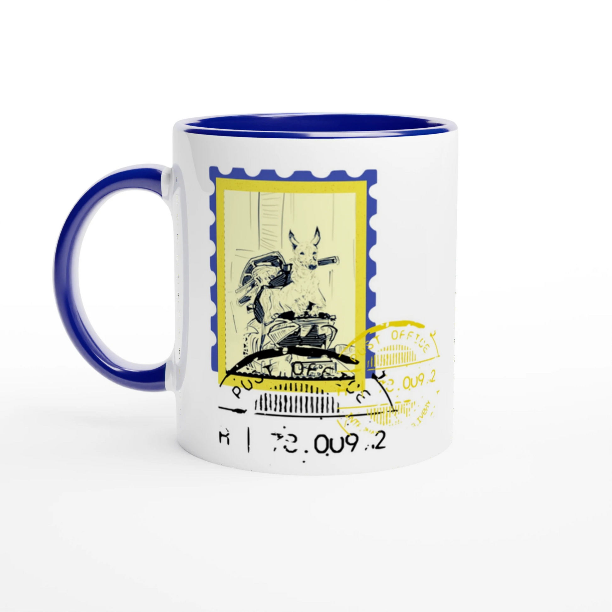 Scooter Post 11Oz Color Filled Ceramic Mug.