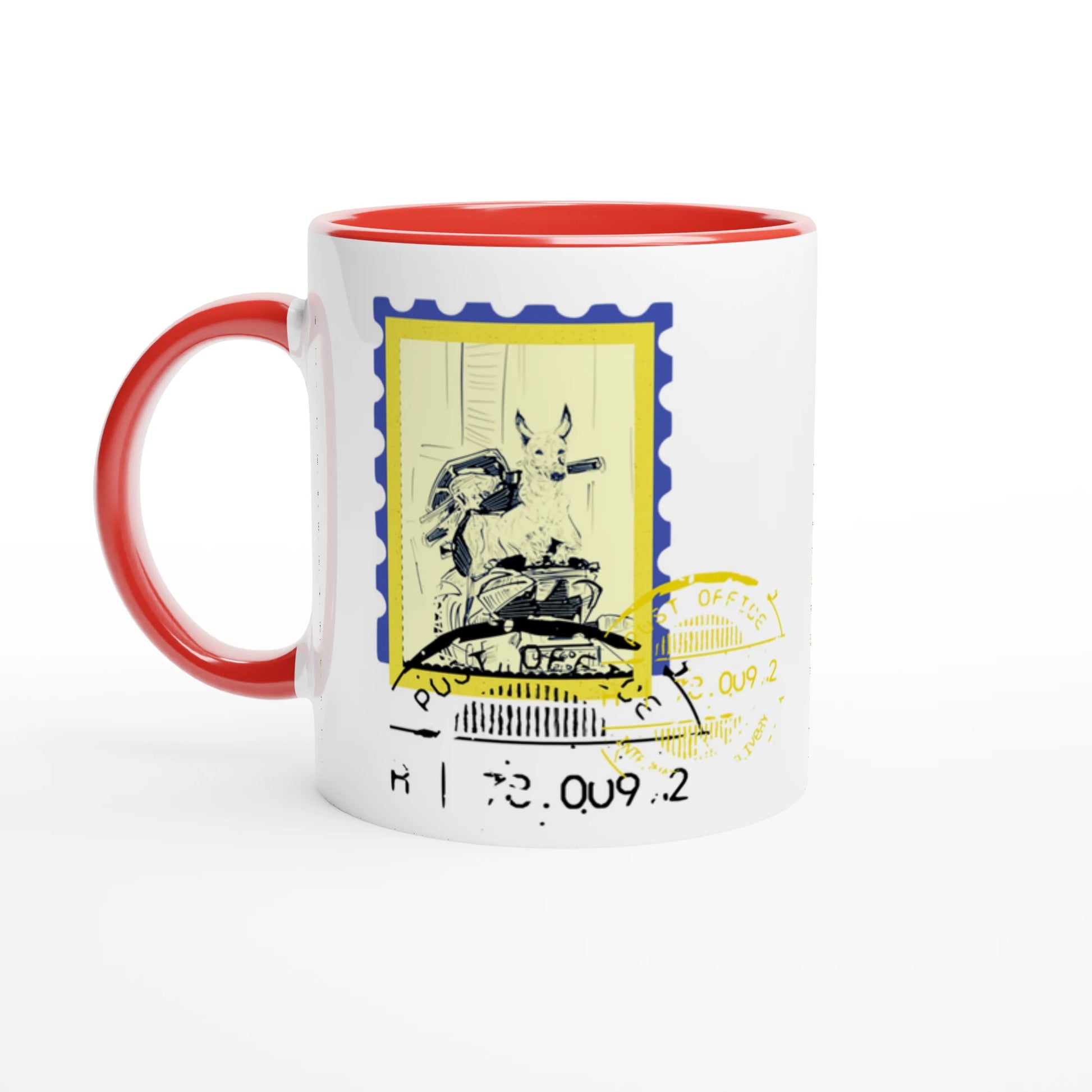 Scooter Post 11Oz Color Filled Ceramic Mug.