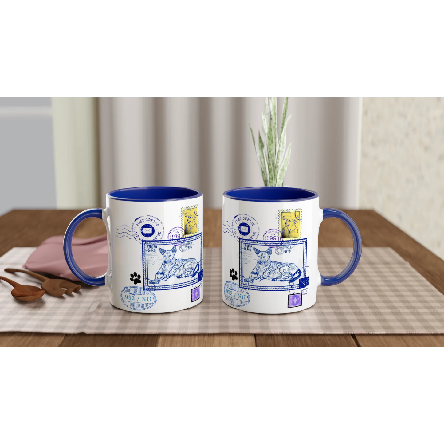 Blue Post 11Oz Color Filled Ceramic Mug.