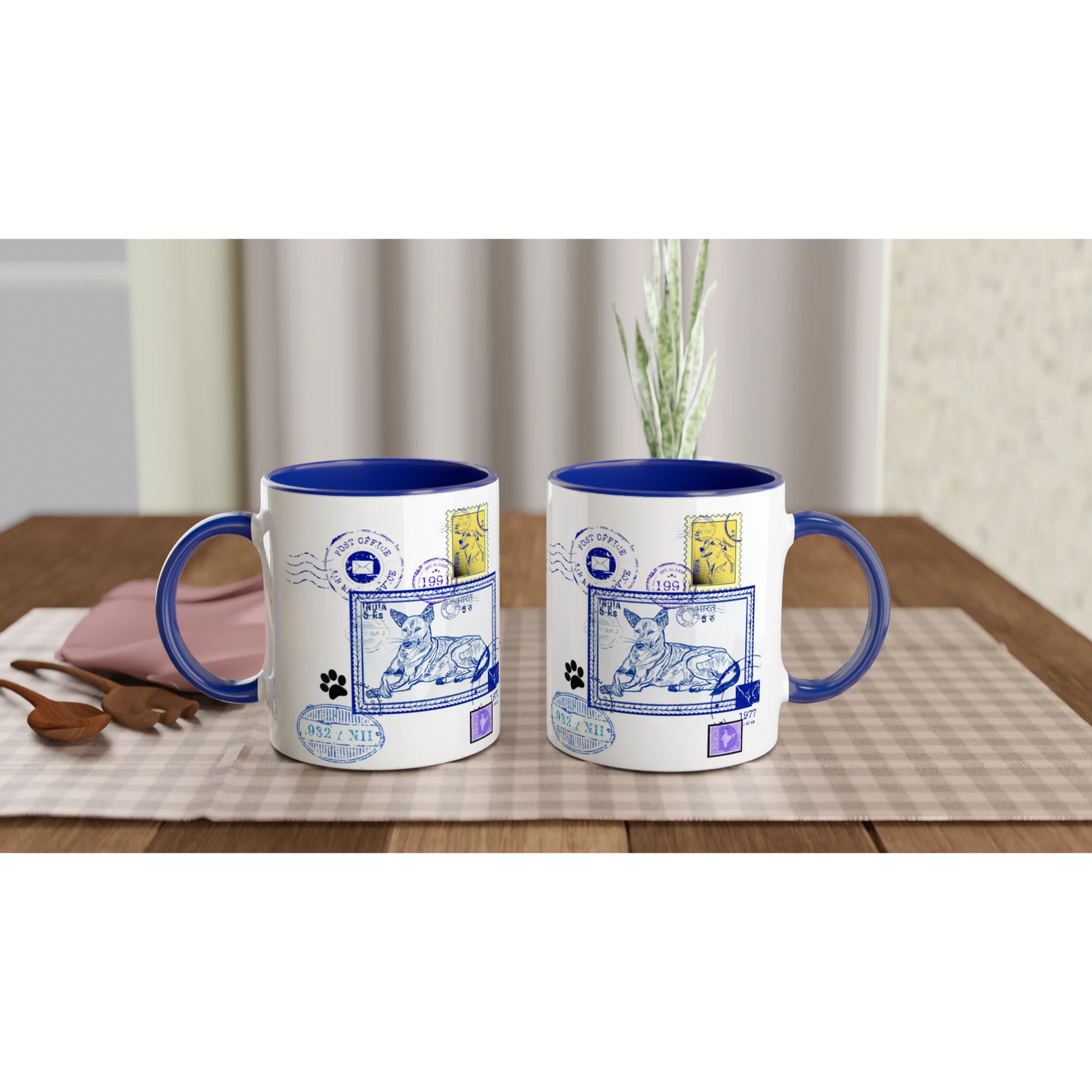 Blue Post 11Oz Color Filled Ceramic Mug.