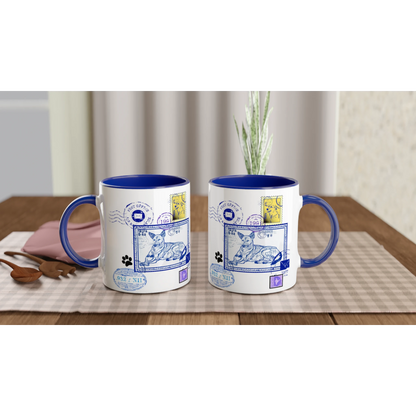 Blue Post 11Oz Color Filled Ceramic Mug.